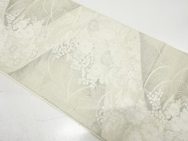 JAPANESE FUKURO OBI / PLATINUM​ FOIL / WOVEN KIKU